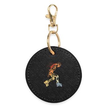 Vintage Roller Skate Girl - Round Keyring - black - Front