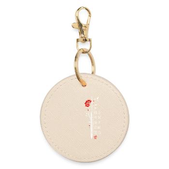 Schwert Rose Japan Schriftzeichen Ästhetik - Runder Schlüsselanhänger - Auster - Vorne