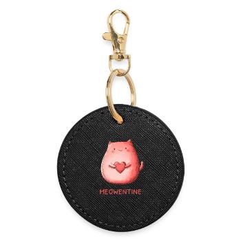 Meowentine Heart Cat Love Valentine's Day Gift - Round Keyring - black - Front