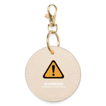 Hacked System Warning Icon - Round Keyring - oyster - Front