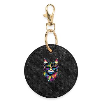 Maine Coon Chat Chat Maman Chat Maine Coon Chats - Porte-clés rond - noir - Devant