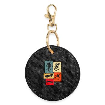 Skateboard Rétro - Porte-clés rond - noir - Devant