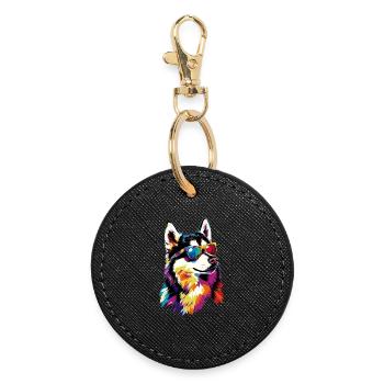 Husky Dogs Lover Dog Love Siberian Huskies - Round Keyring - black - Front