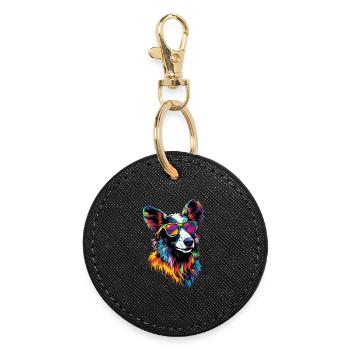 Australian Shepherd Dog Lover Cute Aussie - Round Keyring - black - Front
