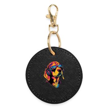 Beagle Puppy Beagles Chien mignon Beagle anglais - Porte-clés rond - noir - Devant