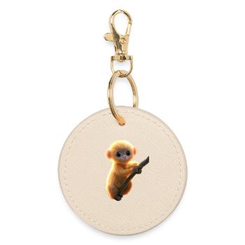 Gibbon Affe Weißhandgibbon Monkey Süße Lar Gibbons - Runder Schlüsselanhänger - Auster - Vorne