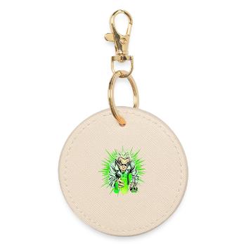 Mad Scientist Chemist Laboratory Cool - Round Keyring - oyster - Front
