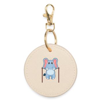 Elephant Bodybuilder Pull-ups Bodybuilding - Round Keyring - oyster - Front