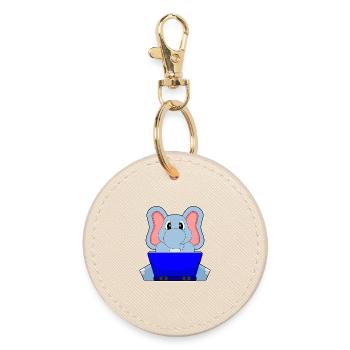 Ordinateur portable éléphant - Porte-clés rond - huître - Devant
