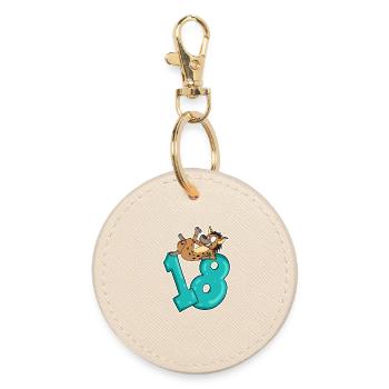 18 years old - of legal age - Round Keyring - oyster - Front