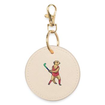 Erdmännchen Feldhockey Hockeyschläger - Runder Schlüsselanhänger - Auster - Vorne