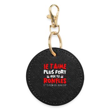 Saint Valentin 2026 Homme Femme Couple Ronfle - Porte-clés rond - noir - Devant