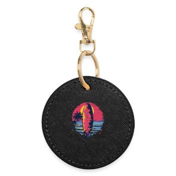 Surfboard Synthwave - Round Keyring - black - Front