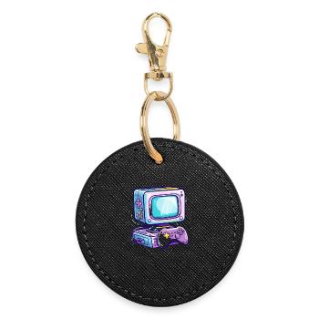 Gaming PC Style de bande dessinée - Porte-clés rond - noir - Devant