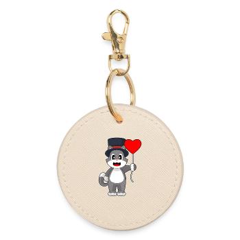 Mariage Cœur de Marié Chat - Porte-clés rond - huître - Devant