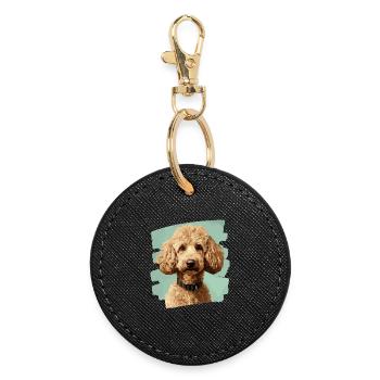 Caniche - Porte-clés rond - noir - Devant
