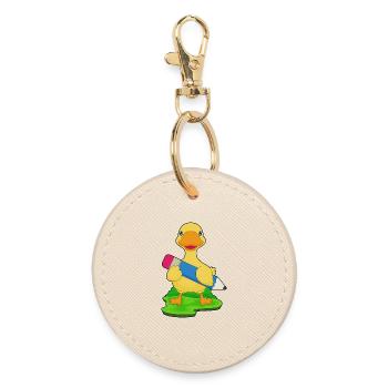 Duck Student Pencil School - Round Keyring - oyster - Front