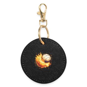 Burning Volleyball Fire - Round Keyring - black - Front