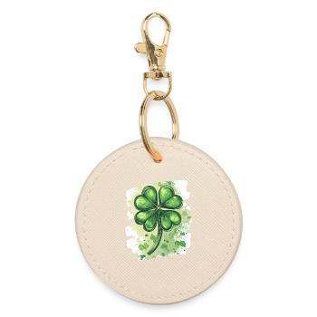 St. Patrick's Day Shamrock - Round Keyring - oyster - Front