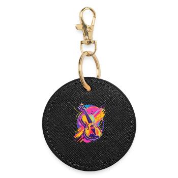 Violin Cartoon - Round Keyring - black - Front