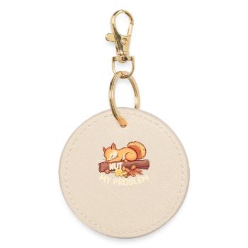 Nut My Problem Morgenmuffel Eichhörnchen Geschenk - Runder Schlüsselanhänger - Auster - Vorne