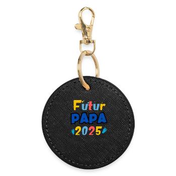 Future Dad 2025 Rainbow - Runder Schlüsselanhänger - Schwarz - Vorne