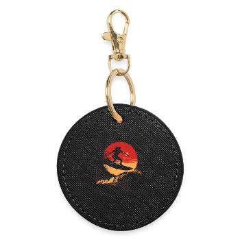 Surfeur Coucher de soleil - Porte-clés rond - noir - Devant