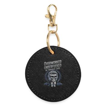 Surmené et sous-estimé***d- Humour squelette d’entreprise - Porte-clés rond - noir - Devant