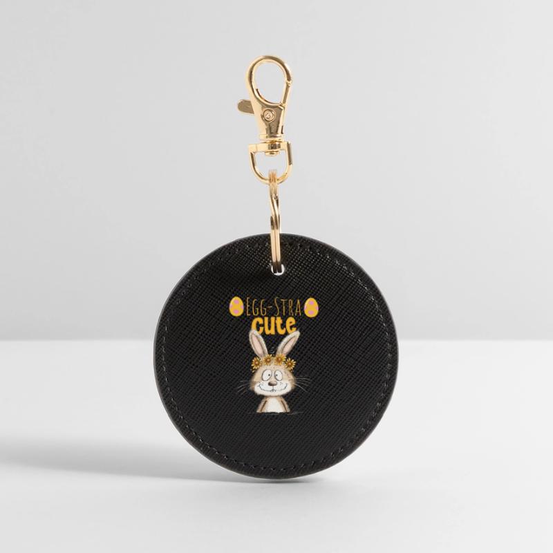 Egg-Stra Cute Easter Bunny Saying Easter Motif Round Keyring