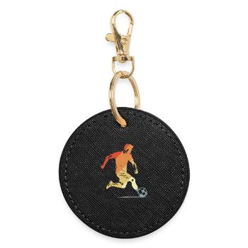 Fußballjunge Vintage Look - Runder Schlüsselanhänger - Schwarz - Vorne