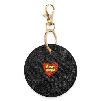 I Love Music Herz aus Schmetterlingen - Runder Schlüsselanhänger - Schwarz - Vorne