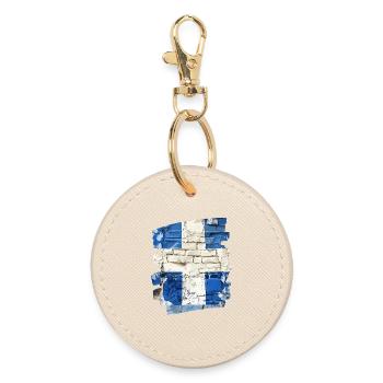 Finnische Flagge Finnland - Runder Schlüsselanhänger - Auster - Vorne