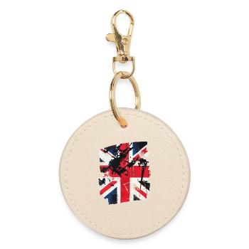 Great Britain Flag England Union Jack - Round Keyring - oyster - Front