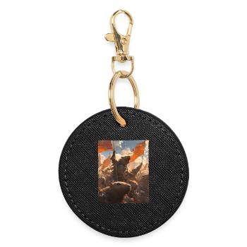 Epic Capybara Revolution Artful Painting - Round Keyring - black - Front