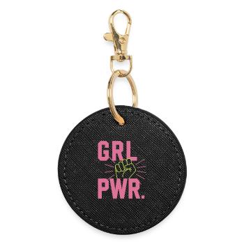Femmes Pouvoir GRL PWR Fille Patriarcat Féminisme - Porte-clés rond - noir - Devant