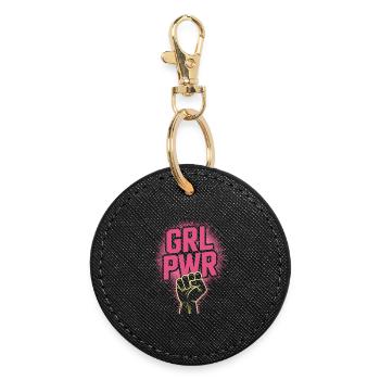 Women Power GRL PWR Girl Patriarchy Feminism - Round Keyring - black - Front