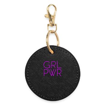 Women Power GRL PWR Girl Patriarchy Feminism - Round Keyring - black - Front