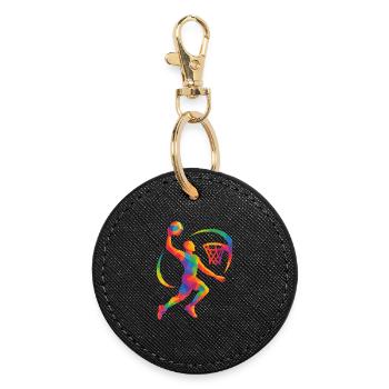 Joueur de basket-ball Polygon - Porte-clés rond - noir - Devant