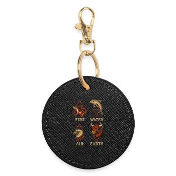 Alchemical Animal Symbols | Four Elements Art - Round Keyring - black - Front