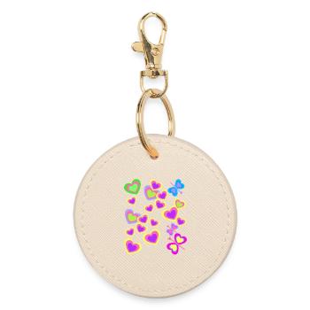 Kids Summer Retro Butterflies Heart - Round Keyring - oyster - Front