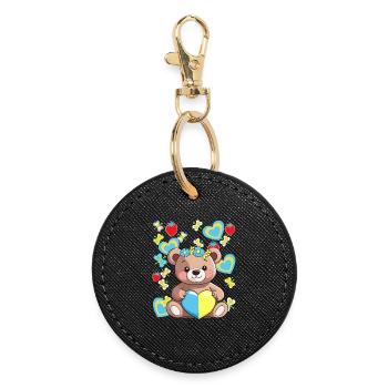 Teddy Teddy Bear Summer Bear Kids Child Baby Retro - Round Keyring - black - Front