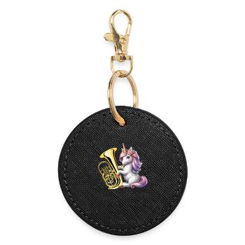 Unicorn plays euphonium euphonium player - Round Keyring - black - Front