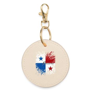 Panamanian Pride, Panamanian Flag - Round Keyring - oyster - Front