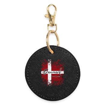 Drapeau du Danemark, fierté danoise - Porte-clés rond - noir - Devant