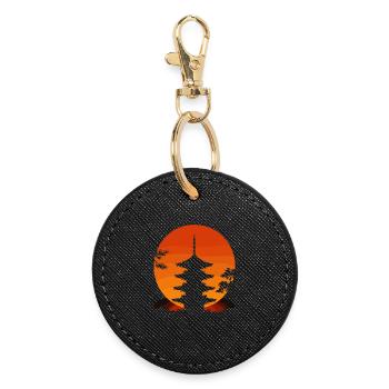 Japanese temple at sunset - Round Keyring - black - Front