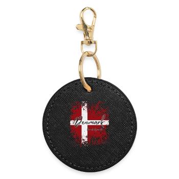Danish pride, proud Dane - Round Keyring - black - Front