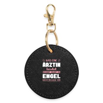 Ärztin Geschenke Abschied Fachärztin Abschluss - Runder Schlüsselanhänger - Schwarz - Vorne