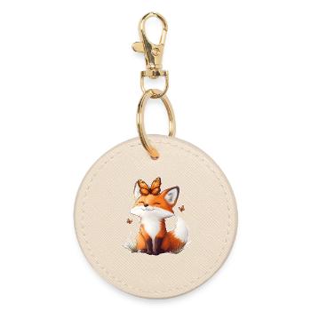 Renard et papillon - Porte-clés rond - huître - Devant