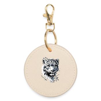 Snow Leopard Panther Big Cat Big Cat Leopard - Round Keyring - oyster - Front