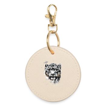Snow Leopard Panther Big Cat Big Cat Leopard - Round Keyring - oyster - Front